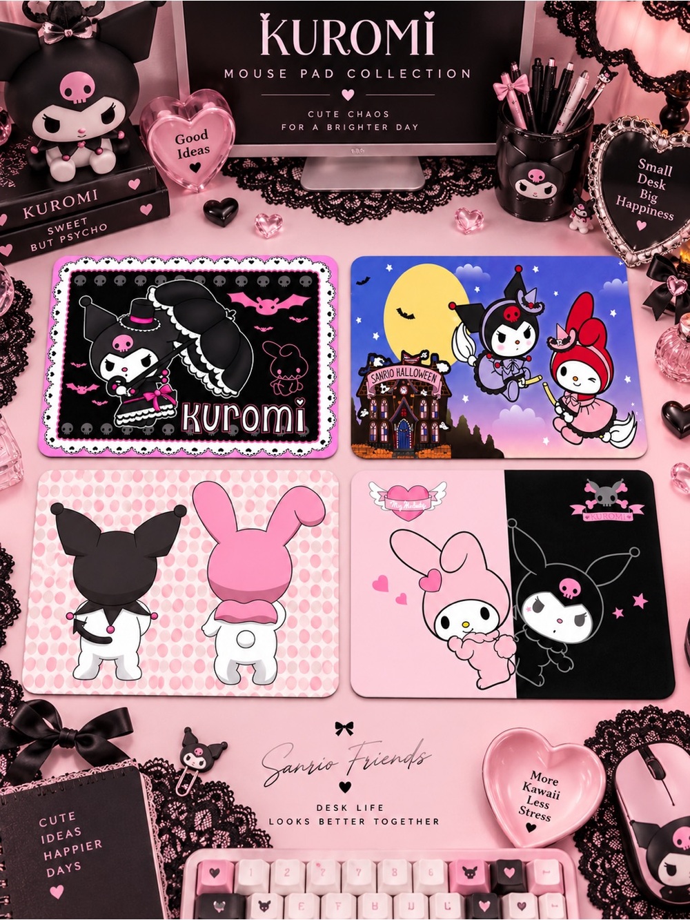 Kuromi My Melody Mouse Pad 7x9in Gothic Kawaii Choose 1 NWT